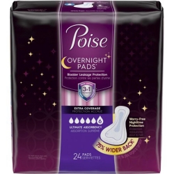 Poise Overnight Incontinence Pads, Ultimate Absorbency, Extra Coverage,