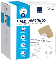 Foam Dressing with Film Backing, 4" x 4"