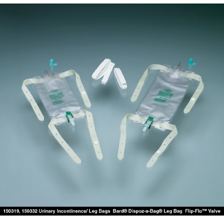 Dispoz-a-Bag Leg Bag with Flip-Flo Valve, 32 oz. (4 leg bags & 1 pair fabric leg straps)