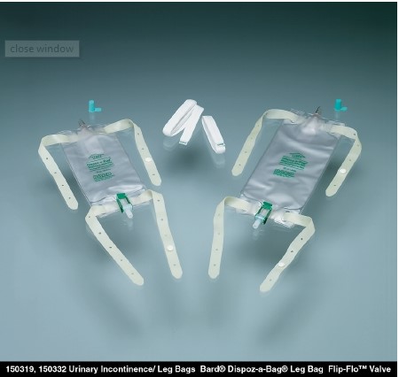Dispoz-a-Bag Leg Bag with Flip-Flo Valve and Latex Straps, 19 oz.