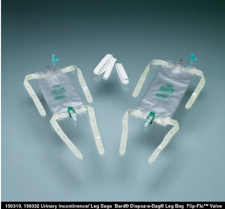 Dispoz-a-Bag Leg Bag with Flip-Flo Valve and Latex Straps, 32 oz.
