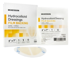 ReliaMed Sterile Latex-Free Hydrocolloid Sacral Dressing with Film Back and Beveled Edge 6" x 7"