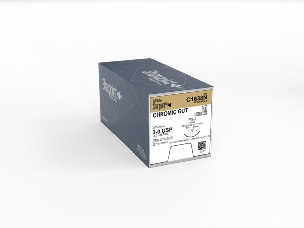 Chromic Gut, 3-0, 27", DSM19, 3/8 Circle Precision Reverse Cutting 19mm