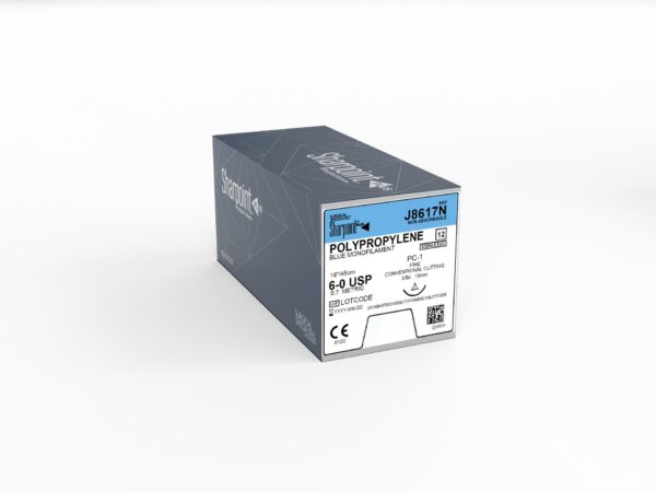 SSC Polypropylene; Blue Monofilament; 6-0; 18in/45cm; Precision Reverse Cutting; ; 13mm; 3/8 Circle
