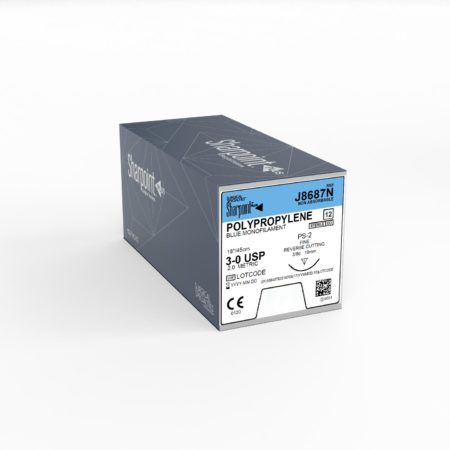 Polypropylene, 3-0, Blue, 18", DSM19, 3/8 Circle Precision Reverse Cutting 19mm
