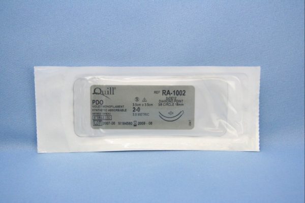 Quill PDO, 2-0, 3.5cm x 3.5cm, Violet, 3/8 Circle, Reverse Cutting, 18mm , bi-directional