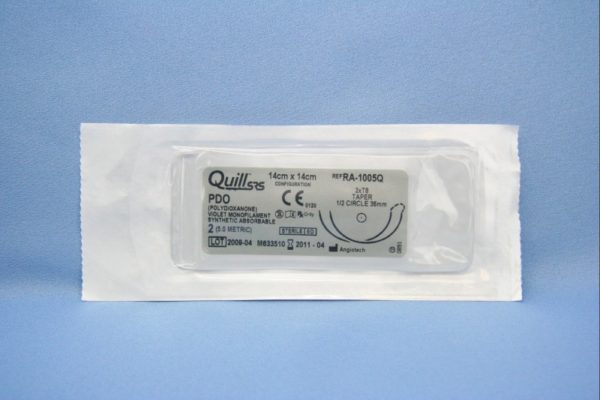 Quill PDO, 2, 14cm x 14cm, Violet, 1/2 Circle, Taper Point, 36mm , bi-directional