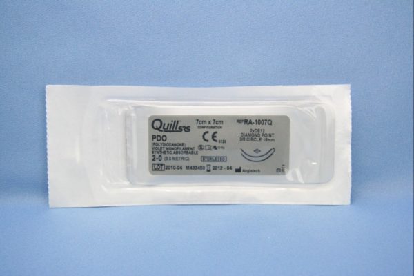 Quill PDO, 2-0, 7cm x 7cm, Violet, 3/8 Circle, Reverse Cutting, 18mm , bi-directional