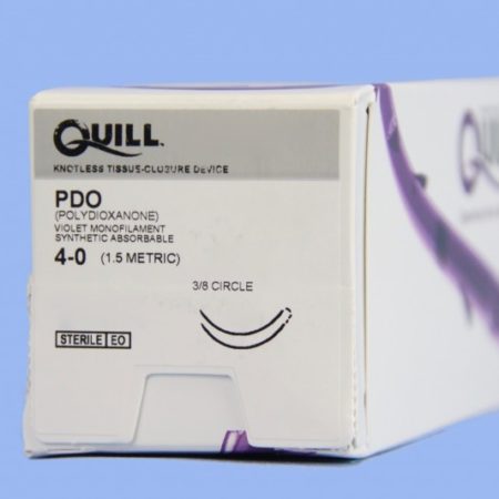 Quill PDO, 4-0, 7cm x 7cm, Violet, 3/8 Circle, Reverse Cutting, 18mm , bi-directional