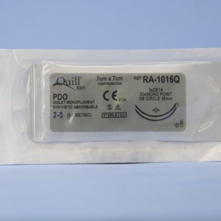 Quill PDO, 2-0, 7cm x 7cm, Violet, 3/8 Circle, Reverse Cutting, 26mm , bi-directional