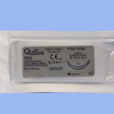 Quill PDO, 0, 14cm x 14cm, Violet, 3/8 Circle, Reverse Cutting, 26mm , bi-directional