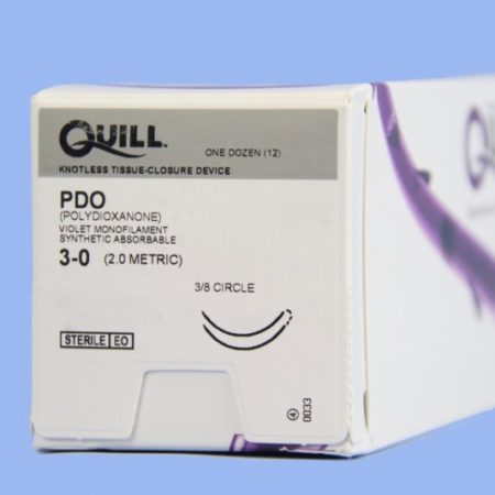 Quill PDO, 3-0, 14cm x 14cm, Violet, 3/8 Circle, Reverse Cutting, 26mm , bi-directional
