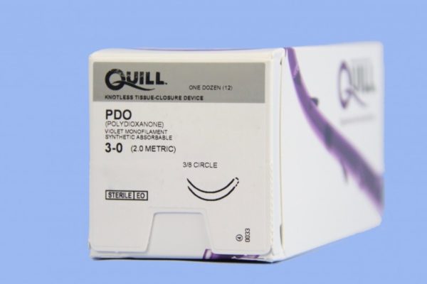 Quill PDO, 3-0, 14cm x 14cm, Violet, 3/8 Circle, Reverse Cutting, 26mm , bi-directional