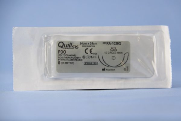 Quill PDO, 0, 24cm x 24cm, Violet, 1/2 Circle, Taper Point, 36mm , bi-directional