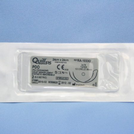 Quill PDO, 2, 24cm x 24cm, Violet, 1/2 Circle, Taper Point, 36mm , bi-directional