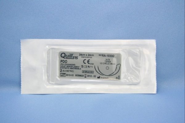 Quill PDO, 2, 24cm x 24cm, Violet, 1/2 Circle, Taper Point, 36mm , bi-directional