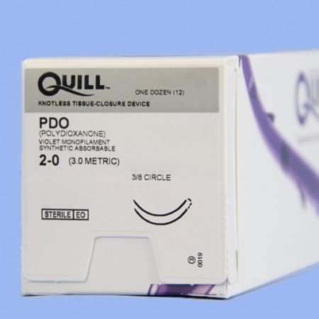 Quill PDO, 2-0, 24cm x 24cm, Violet, 3/8 Circle, Reverse Cutting, 18mm , bi-directional
