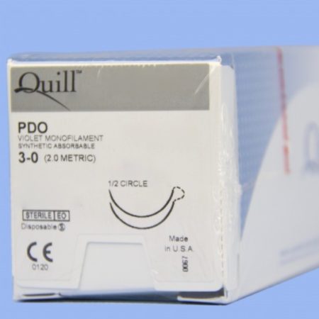 Quill PDO, 3-0, 24cm x 24cm, Violet, 1/2 Circle, Reverse Cutting, 26mm , bi-directional