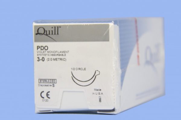Quill PDO, 3-0, 24cm x 24cm, Violet, 1/2 Circle, Reverse Cutting, 26mm , bi-directional