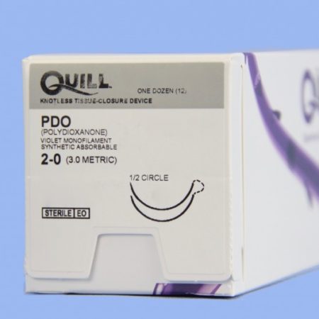 Quill PDO, 2-0, 40cm x 40cm, Violet, 1/2 Circle, Taper Point, 26mm , bi-directional