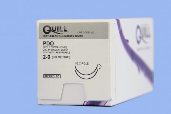 Quill PDO, 2-0, 40cm x 40cm, Violet, 1/2 Circle, Taper Point, 26mm , bi-directional