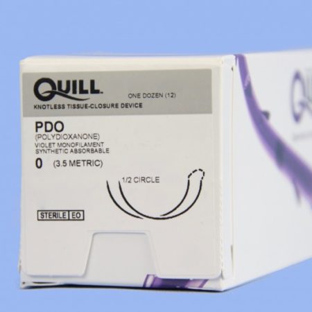 Quill PDO, 0, 30cm x 30cm, Violet, 1/2 Circle, Taper Point, 48mm , bi-directional