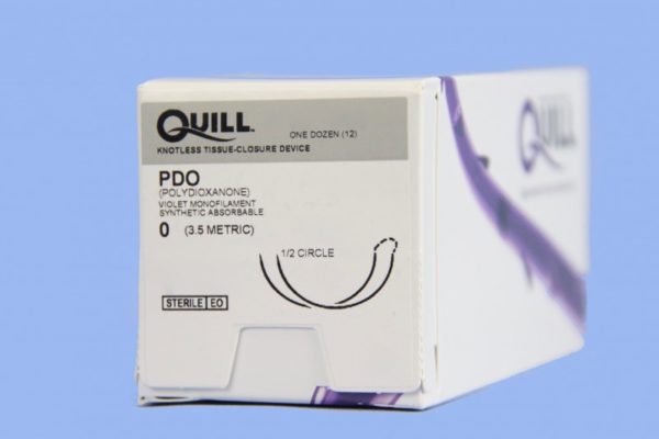 Quill PDO, 0, 30cm x 30cm, Violet, 1/2 Circle, Taper Point, 48mm , bi-directional