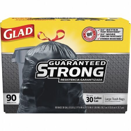 LINER, TRASH GLAD 30X33 1.1MIL20-30GL LDPE DRWSTRG (90/CS)