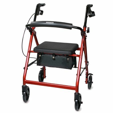 WALKER, ROLLATOR LTWT FOLDING ALUM W/6" WHLS RED 300LB