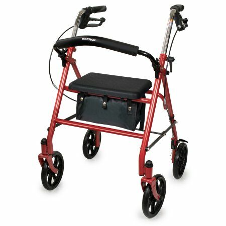 WALKER, ROLLATOR DURA FOLDING STEEL W/7.5" WHLS RED 300LB