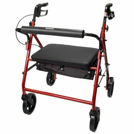 WALKER, ROLLATOR HVY DUTY FOLDING STEEL W/8" WHLS RED 400LB