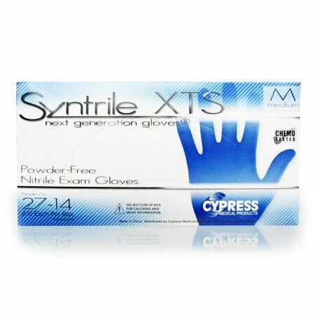GLOVE, EXAM NTRL MED N/S CHEMOSYNTRILE-XTS (200/BX 10BX/CS)