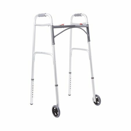 WALKER, FOLDING ALUM W/WHEELS ADLT 350LB