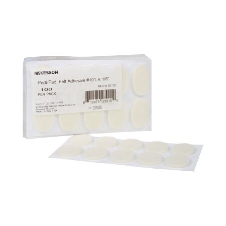 PEDI-PAD, FELT ADH WHT #101-REEGULAR 1/8" (100/PK 20PK/CS)