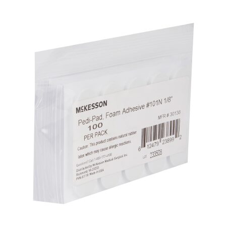 PEDI-PAD, FOAM ADH WHT #101-NAARROW 1/8" (100/PK 10PK/CS)