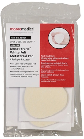 PEDI-PAD, FELT METATARSAL W/ADSZ106L 1/4" (4/PK 48PK/CS)