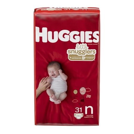 DIAPER, HUGGIES LITTLE SNUGGLERS JUMBO NEWBORN (31/PK 4PK/CS