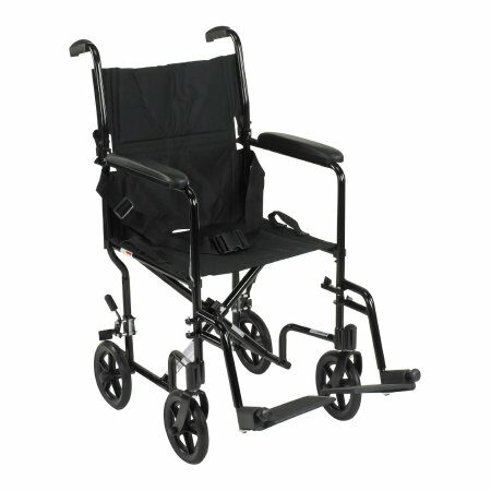 WHEELCHAIR, TRANSPORT LIGHTWEIGHT ALUM BLK 19"
