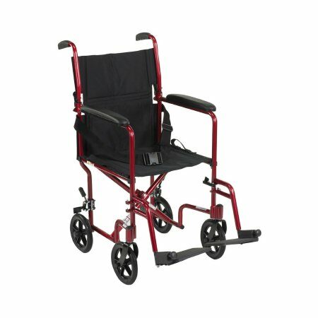 WHEELCHAIR, TRANSPORT LIGHTWEIGHT ALUM RED 19"