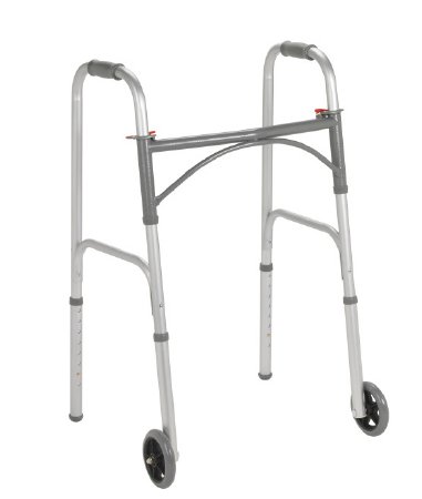 WALKER, DUAL FOLDING STEEL ADLT 350LB W/5" WHEELS