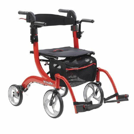 WALKER, NITRO DUET ROLLATOR TRANSPORT CHAIR COMBO RED D/S