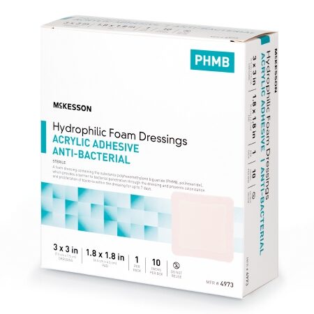 DRESSING, HYDROPHILIC FOAM PHMB ADH 3"X3"