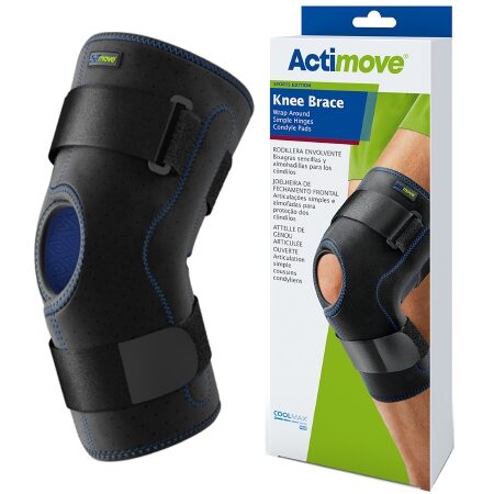 KNEE BRACE, WRAP AROUND SIMPLEHINGED BLK 2XLG 22"-24"