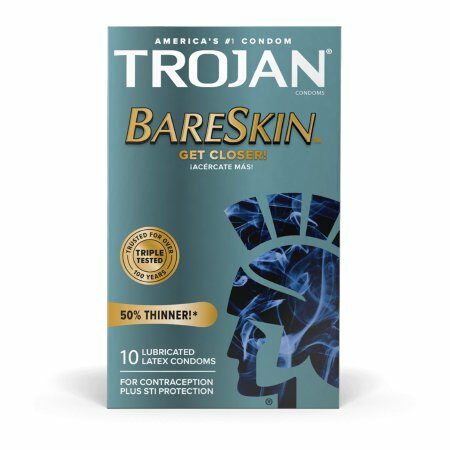 CONDOM, TROJAN BARESKIN LUBRICATED (10/BX)