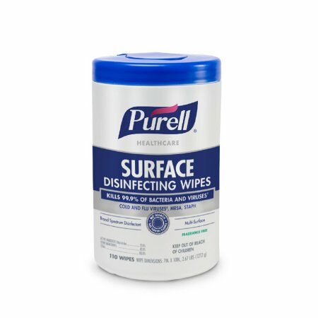 WIPES, SURFACE DISINF PURELL 7"X10"  (110/CT 6CT/CS)