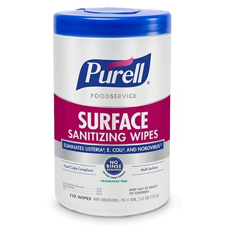 WIPES, SANITIZING SURFACE PURELL 7'X10" 110 COUNT (6/CS)