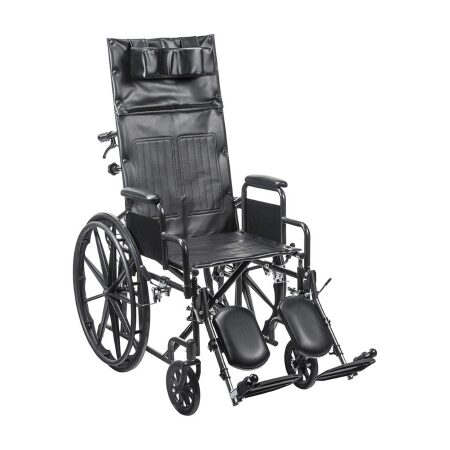 WHEELCHAIR, RECLINER DESK ARM/LEGREST VINYL UPHOL 16" D/S