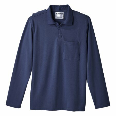 SHIRT, POLO MENS JERSEY LNG SLV OPEN BACK DRK NAVY SM