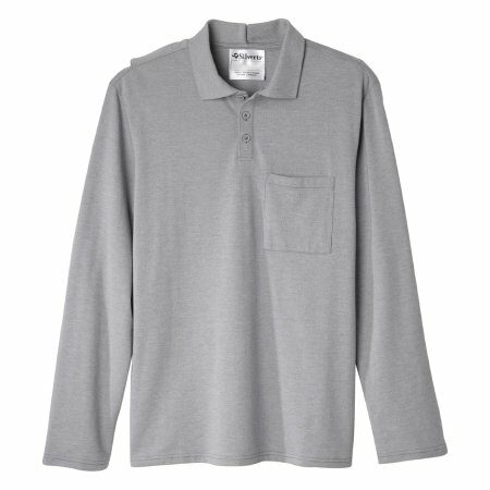 SHIRT, POLO MENS JERSEY LNG SLV OPN BCK HEATHER GRY XLG