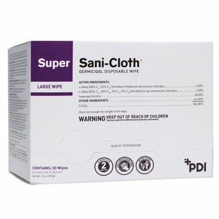 WIPE, SANI-CLOTH GERMICIDAL INDIVIDUAL WRAP 5X8 (50/BX)
